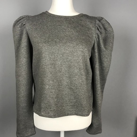 grey puff sleeve sweatshirt